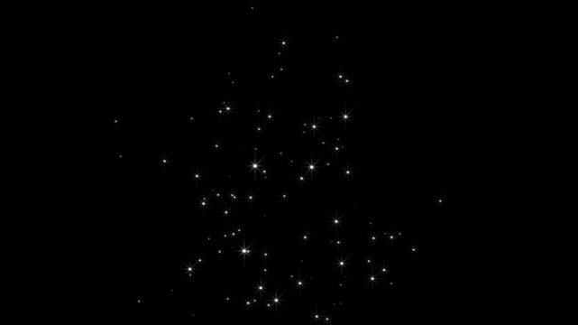 Star line path on black background, seamless motion graphics, Fairy smooth sparkle stars with glowing glitter trail animation, twinkling magic dust and shimmer particles motion