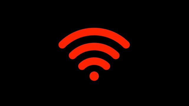 High quality animation of a red wifi signal icon for digital communication technology videos network troubleshooting and mobile application user interface design elements.
