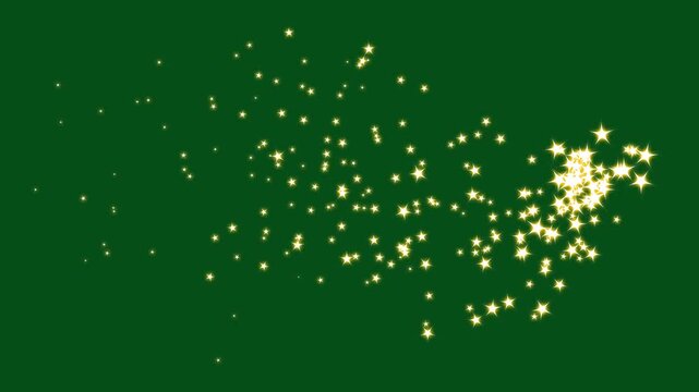 Glittering particle trails transition video, golden luxury glitter light circle trail, magic dust, pixie dust path, magic light effect curve trail magic sparkling bokeh effects on green background. 4k