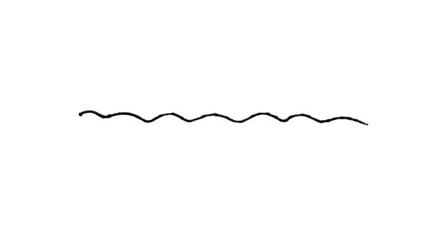 Animated hand drawn black wavy line on white background for minimalist doodle art projects whiteboard animations and creative video underlines or transitions.
