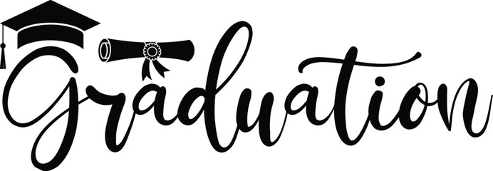Graduation typography clip art design on plain white transparent isolated background for card, shirt, hoodie, sweatshirt, apparel, tag, mug, icon, poster or badge © AllYearRoundDesigns