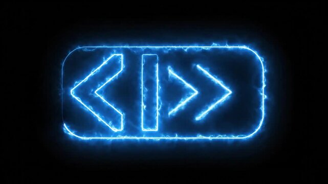 Blue Glowing Electric Ui Navigation Buttons With Energy Sparkle Effect On Black Background