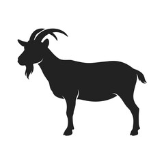 Fototapeta premium Goat silhouette isolated on white background, farm animal vector