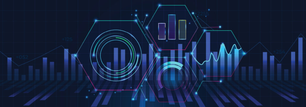 Abstract digital financial background with stock market data charts