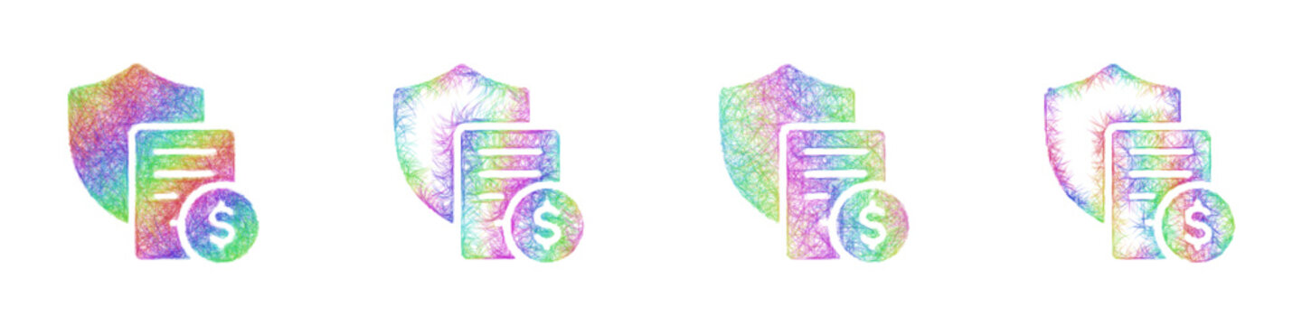 Colorful sketch deductible icon design set