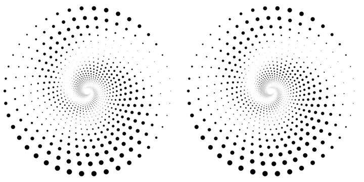 Abstract Black and White Halftone Spiral Dotted Pattern
