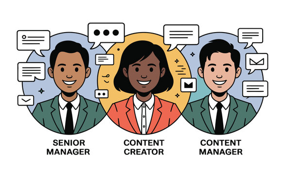 Professional team profiles for senior manager and content creators