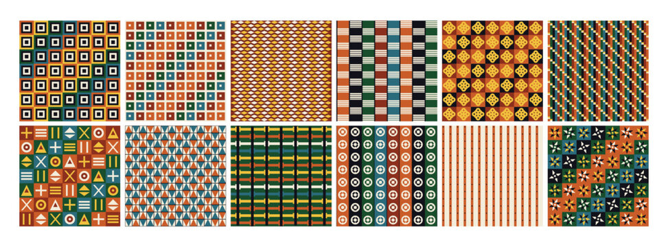 Seamless pattern with African Kente and Ankara designs
