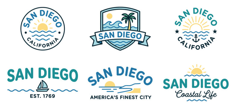 San Diego California skyline with coastal sea landscape