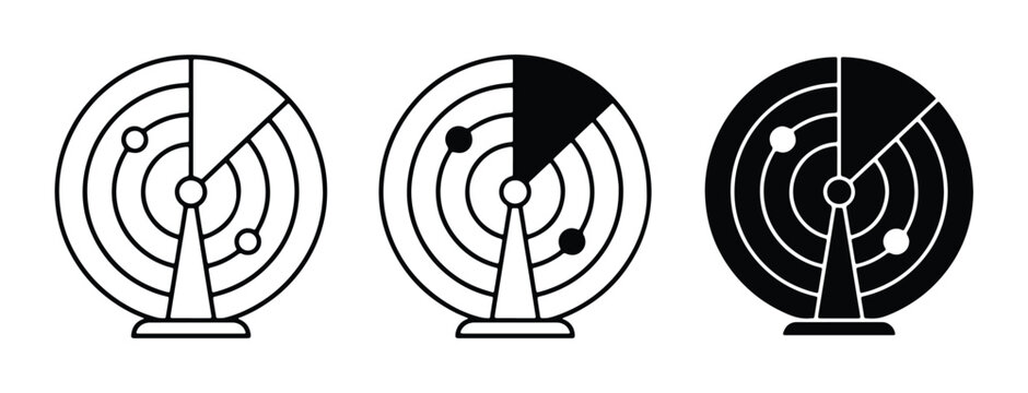 Radar Icons Set, Detection System Graphics, Navigation Display Symbols, Technology Interface Elements