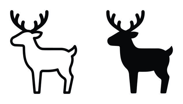 black and white deer silhouettes on white background