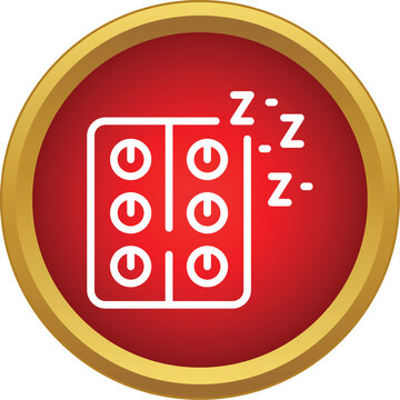 Blister pack of six sleep aid pills and zzzz symbols on red button