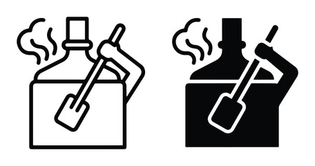 black and white cleaning fluid vector icons with shovels © Tasmia