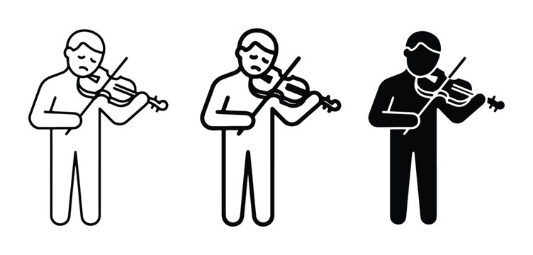 vector illustration of three violinists in different styles and colors