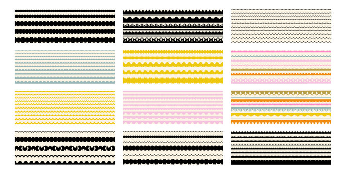 Scallop line lace border, seamless zigzag edge frames