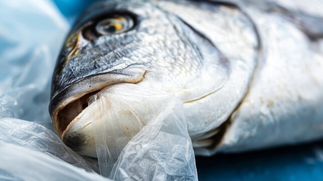Dead fish consuming plastic pollution causing environmental crisis