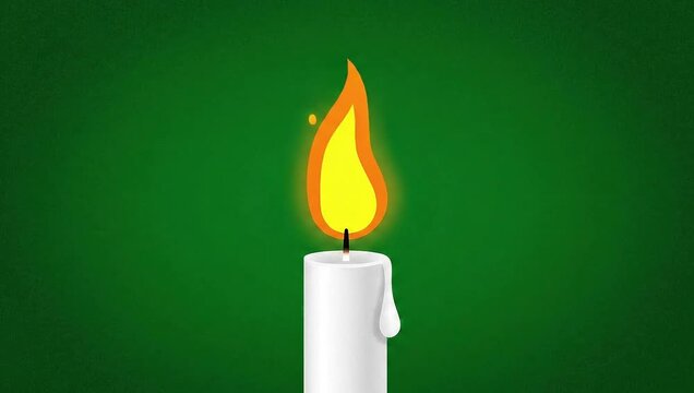 Flame Candel Burning vector green screen animation 