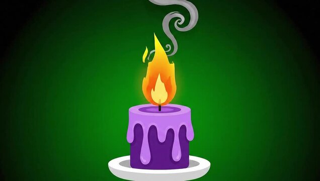 Candel flame Burning vector green screen animation