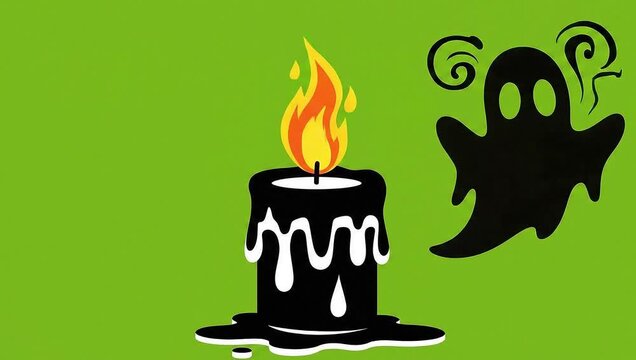 Black Candel flame Burning vector green screen animation video