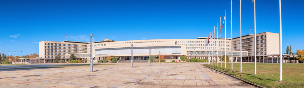 25 October 2025, Belgrade, Serbia: Palace of Serbia presenting modern architecture, government, authority and diplomatic relations