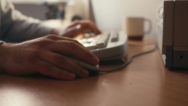 Retro pc computer gaming, Desktop vintage with loading code console, programmer making scripts, green basic screen, Old computer studio close-up, retro wave display, late 90s PC.