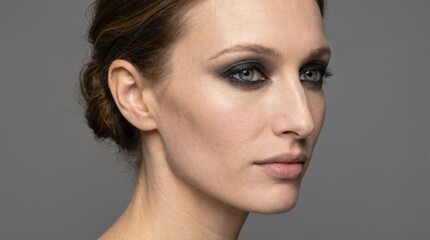 Naklejka premium Portrait of woman with smokey eyes. Sophisticated beauty look. Confidence.
