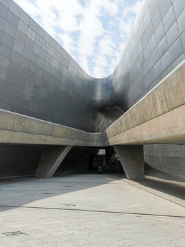 Seoul, South Korea - April 13, 2019: Dongdaemun Design Plaza (DDP), a futuristic multifunctional cultural complex and major landmark in Seoul, designed by Zaha Hadid and Samu.