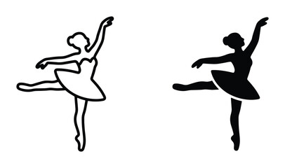 Ballet Dancer Silhouettes, Graceful Female Performers in Classic Poses, Elegant Vector Art for Dance Studio and Performance Graphics © Sharmeen