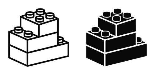 Fototapeta premium black and white lego block silhouettes on white background
