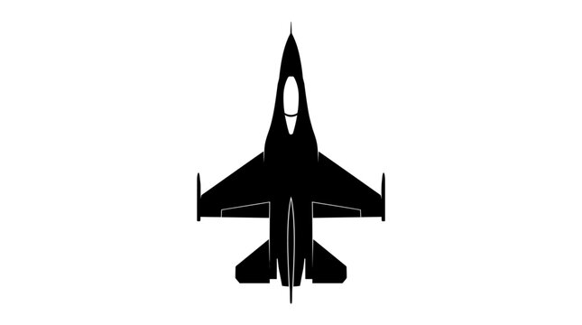 F-16 Fighting Falcon Fighter Jet Black Silhouette