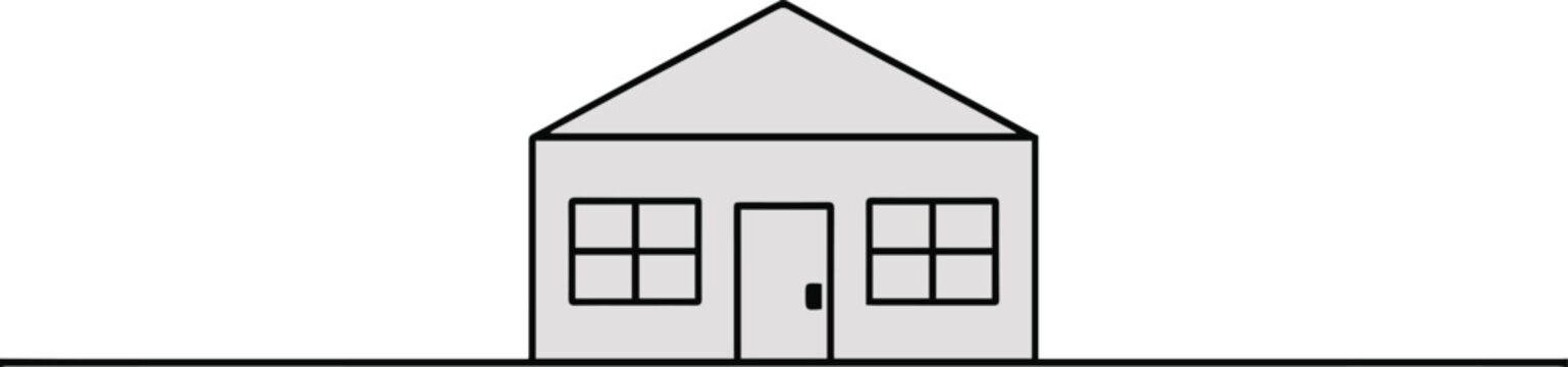 house geometric sketch cottage facade roof and centered door