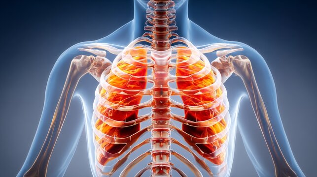 Detailed 3D Anatomical View of the Human Skeletal System Upper Body