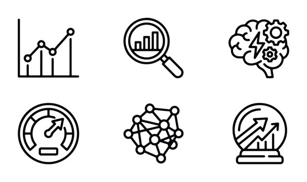 business analytics and growth vector set on white background