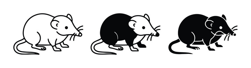 Obraz premium black and white minimalist vector set of rats in different poses