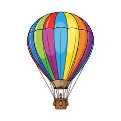 Fototapeta premium Vibrant Rainbow Hot Air Balloon Isolated on White Background