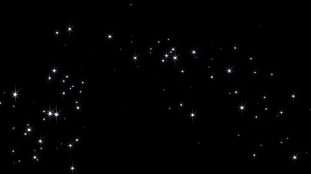 2D glitter motion explosion animation with twinkling particles and glitter confetti trail on black screen in vibrant 4K transition, Glowing glitter burst sparkle effect and magic glitter sparkle trail