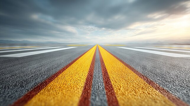 Captivating View of a Runway Stretching into the Distance with Digital Overlay