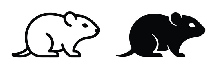 Obraz premium black and white silhouettes of mice on plain background