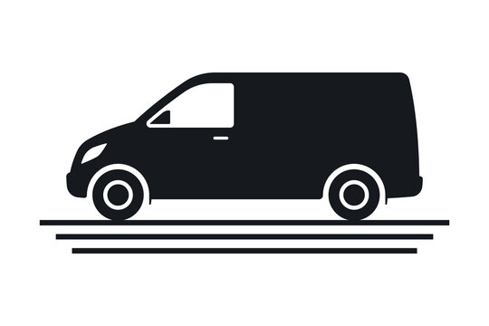 Cargo minivan icon. Black silhouette. Side view. Vector simple flat graphic illustration. Isolated object on a white background.