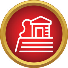 Naklejka premium Simple wine estate building on terraced field inside red and gold icon