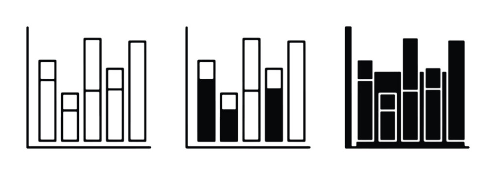 vector bar graph set with white background and black bars