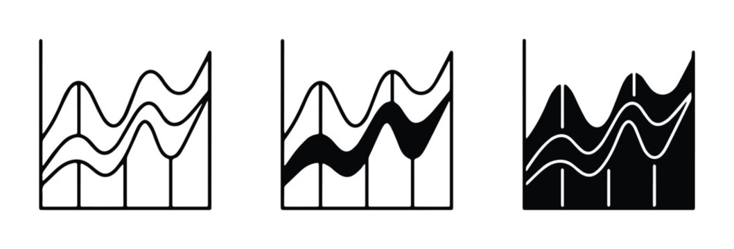 business success trend graph icons set on white background