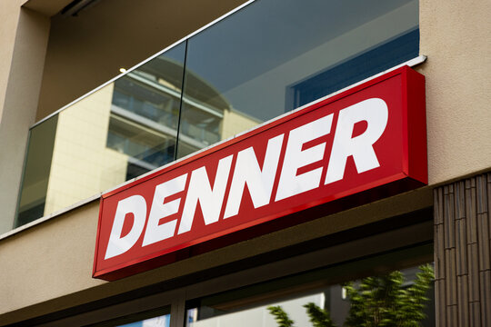 locarno, ticino, switzerland - 20 04 2026: a sign of a denner supermarket