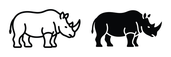 Obraz premium rhino silhouettes in black and white vector design element