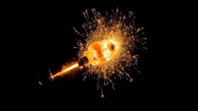 Explosive blast effect with glowing orange fireball and debris