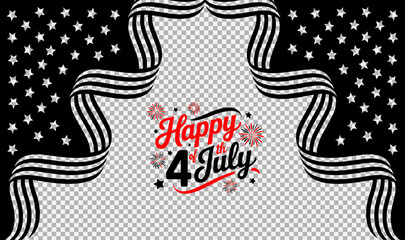 Happy 4th of July typography design with vertical American flag brush strokes on both sides, vector illustration. © TXPHIC