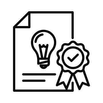 Lightbulb on document with award ribbon icon intellectual property award winning lightbulb document innovation