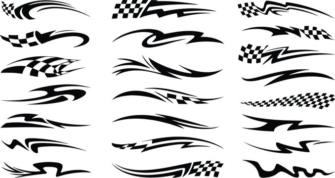 A set of black and white tribal tattoo vector illustrations featuring floral patterns and animal silhouettes like eagles and butterflies as decorative art symbols and ornaments for logo design