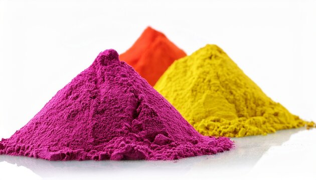 colorful powder dyes isolated on white background