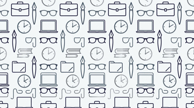Home organization metaphors and tidy system symbols arranged in a sophisticated seamless repeating pattern for corporate themes.